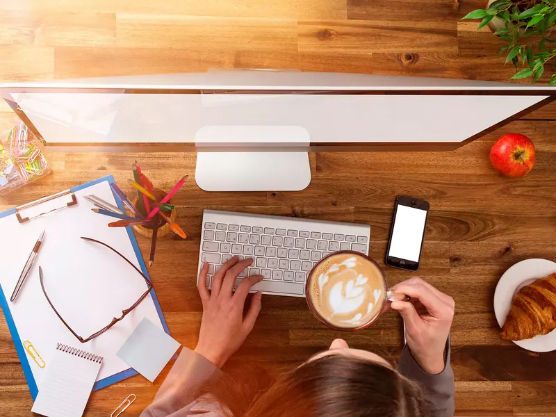 Work desk seen from above