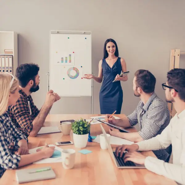 Team in a presentation meeting