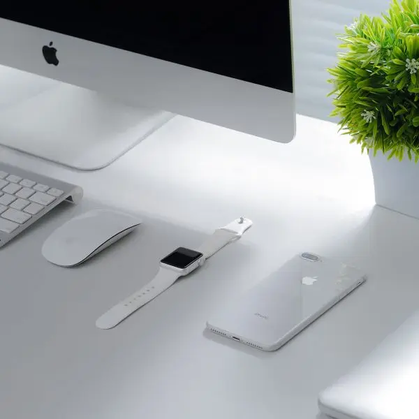 Desk with devices